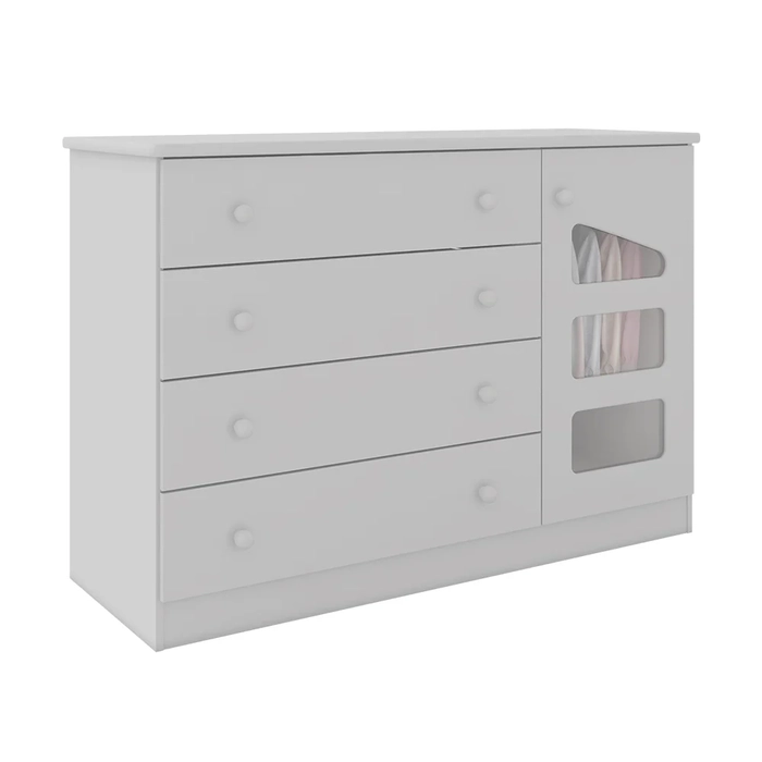 Cômoda Infantil Eloísa 04 Gavetas e 01 Porta Branco - Phoenix Baby