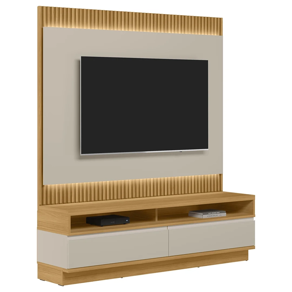 Painel Para TV 70 Pol e Rack Bancada 180cm Real L06 Tauari/Off White Fosco - Mpozenato