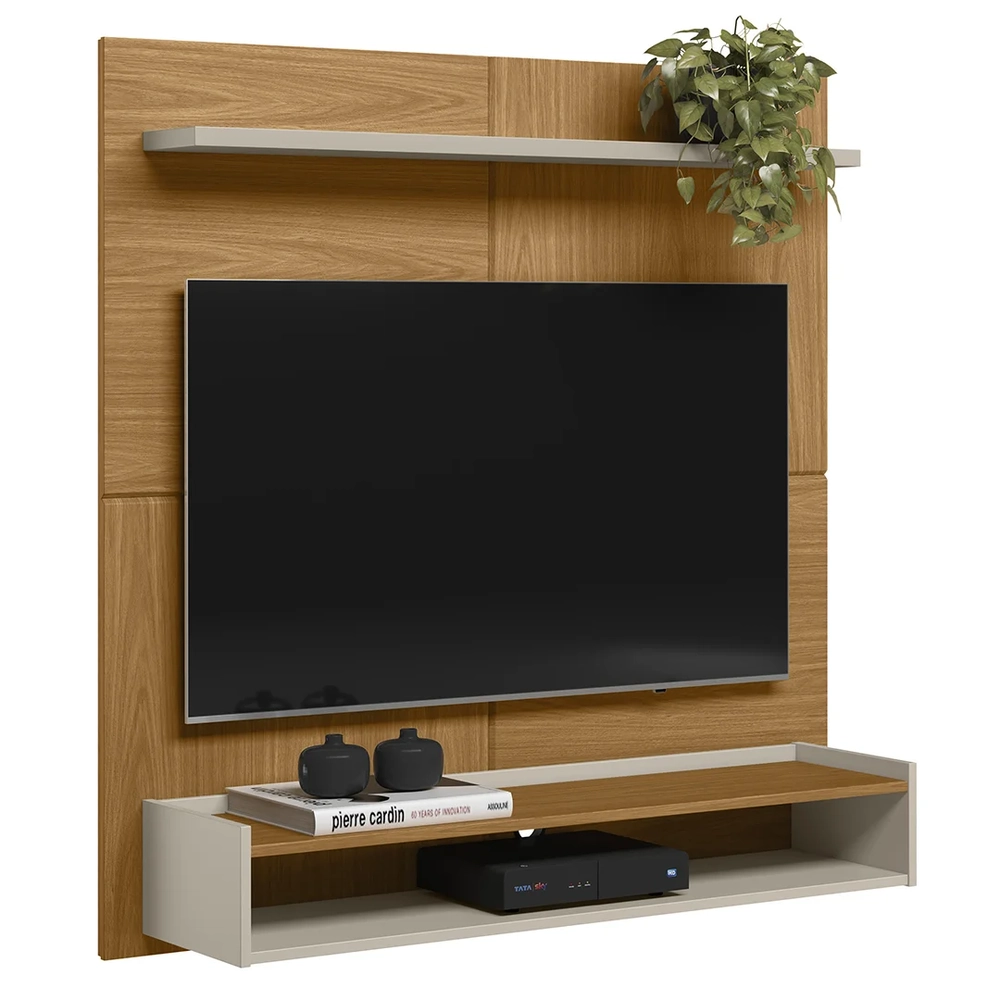Painel Para TV 50 Pol Bancada Suspensa 120cm Perfect L06 Nature/Off White - Mpozenato