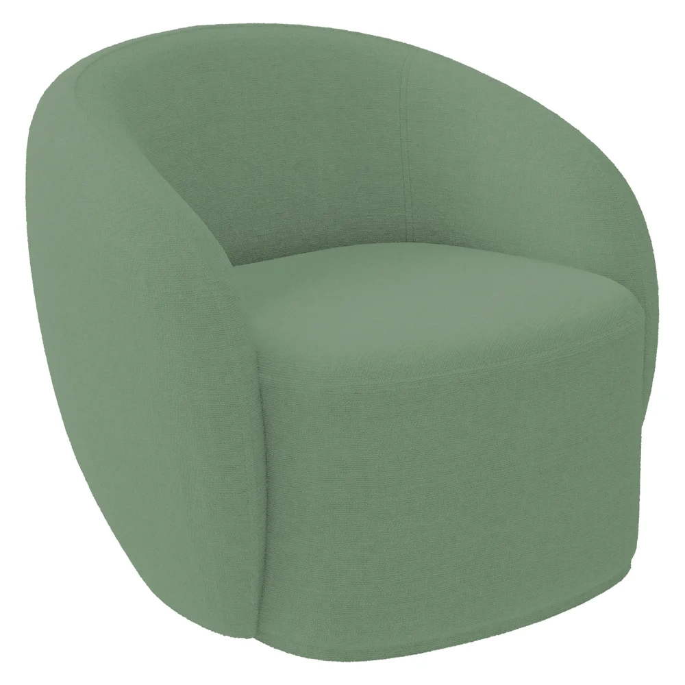 Poltrona para Sala de Estar Giratória Orgânica Garbin Z08 Boucle Verde - Mpozenato