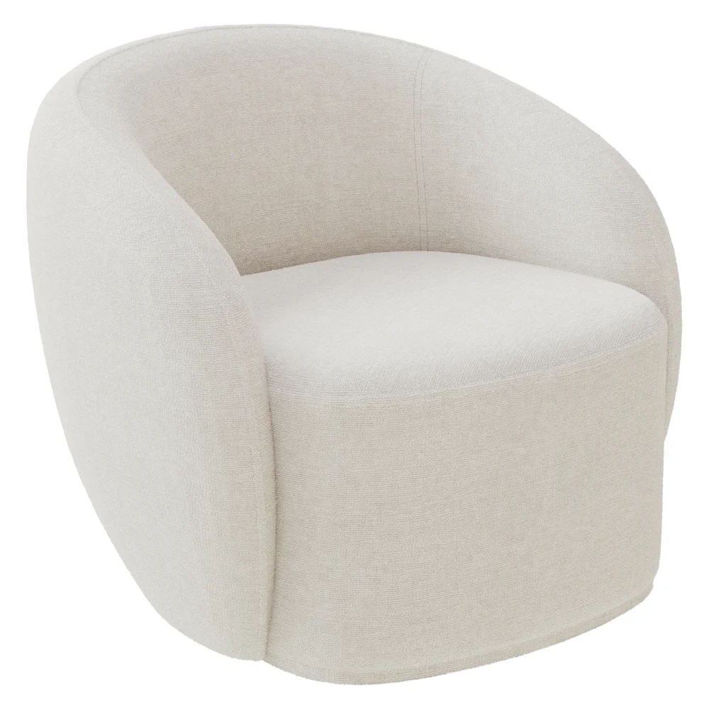 Poltrona para Sala de Estar Giratória Orgânica Garbin Z08 Boucle Bege - Mpozenato