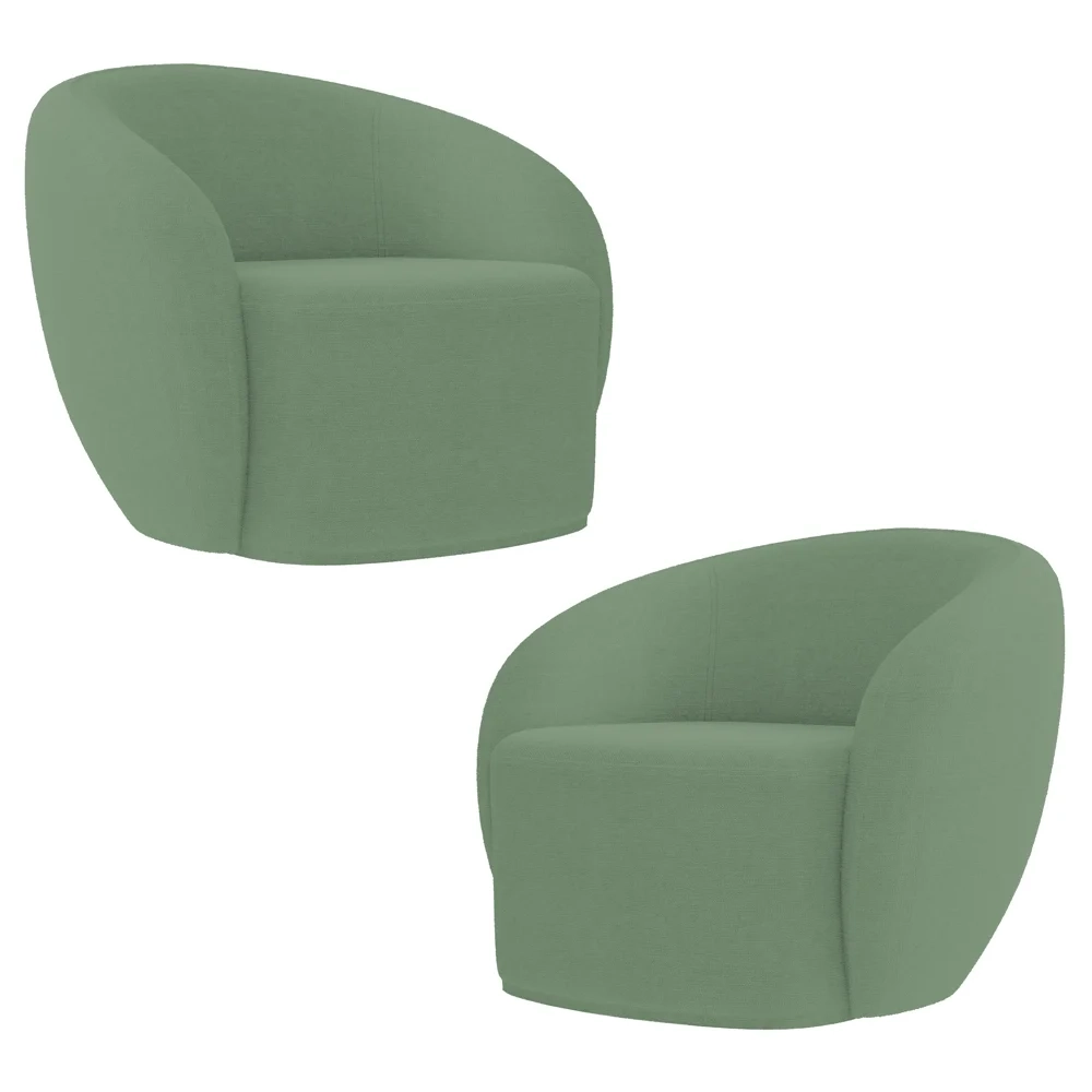Poltrona para Sala de Estar Orgânica Kit com 2 Garbin Z08 Boucle Verde - Mpozenato