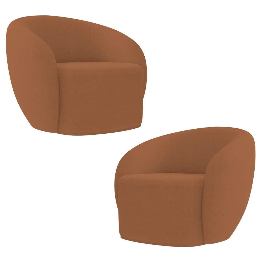 Poltrona para Sala de Estar Orgânica Kit com 2 Garbin Z08 Boucle Terracota - Mpozenato