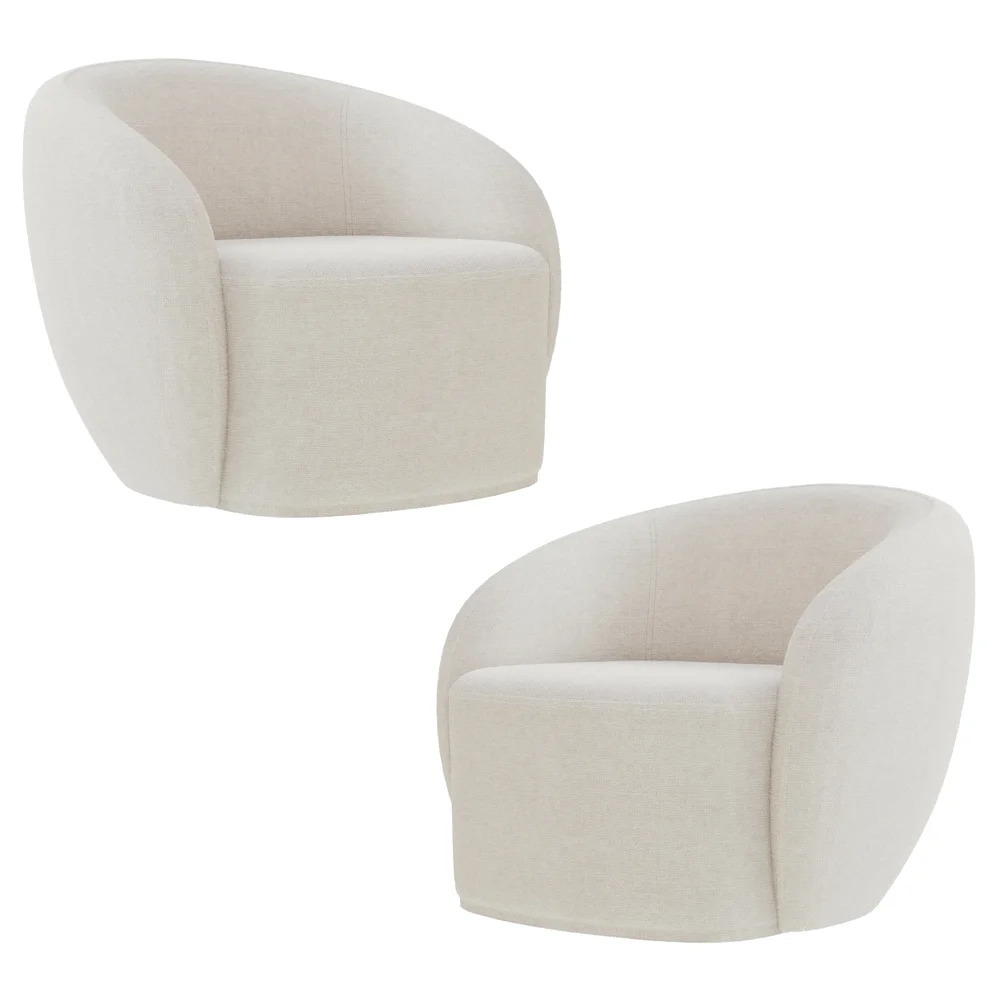 Poltrona para Sala de Estar Orgânica Kit com 2 Garbin Z08 Boucle Bege - Mpozenato