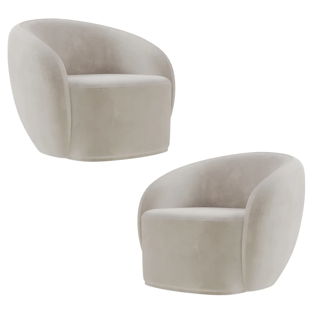 Poltrona para Sala de Estar Orgânica Kit com 2 Garbin Z08 Veludo Bege - Mpozenato