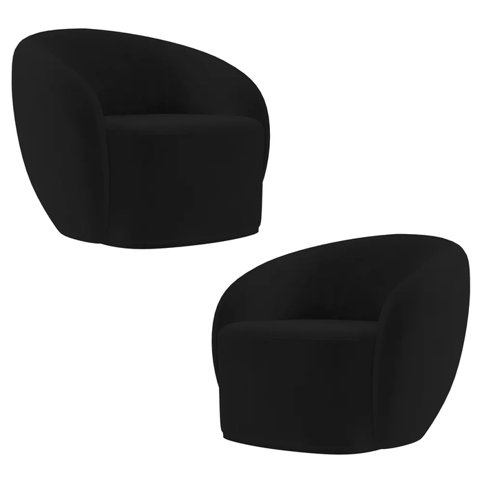 Poltrona para Sala de Estar Orgânica Kit com 2 Garbin Z08 Veludo Preto - Mpozenato