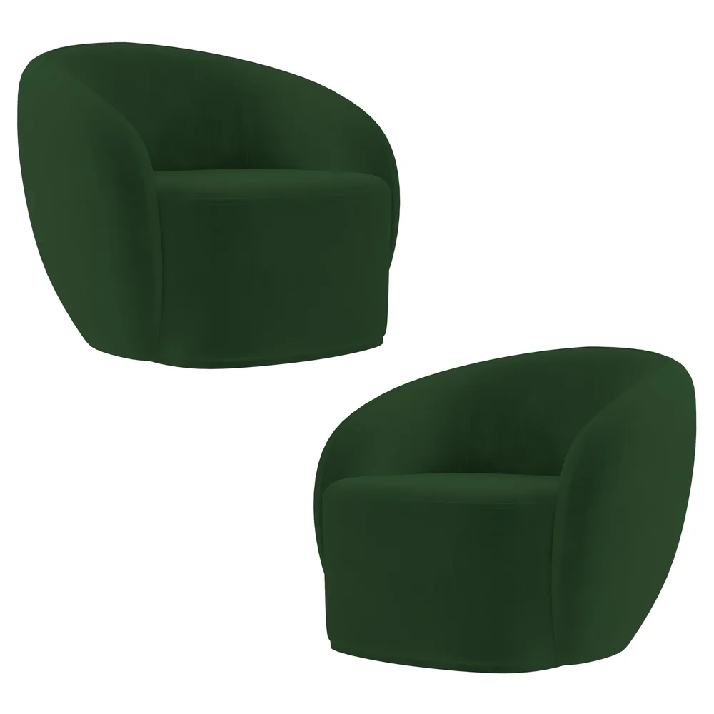 Poltrona para Sala de Estar Orgânica Kit com 2 Garbin Z08 Veludo Verde - Mpozenato