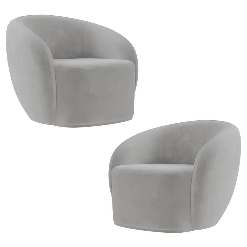 Poltrona para Sala de Estar Orgânica Kit com 2 Garbin Z08 Veludo Cinza - Mpozenato