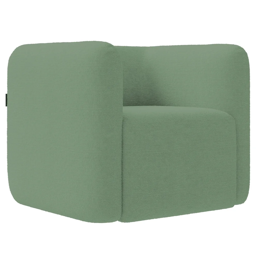 Poltrona para Sala de Estar Decorativa Quadrada Maggie Z08 Boucle Verde - Mpozenato
