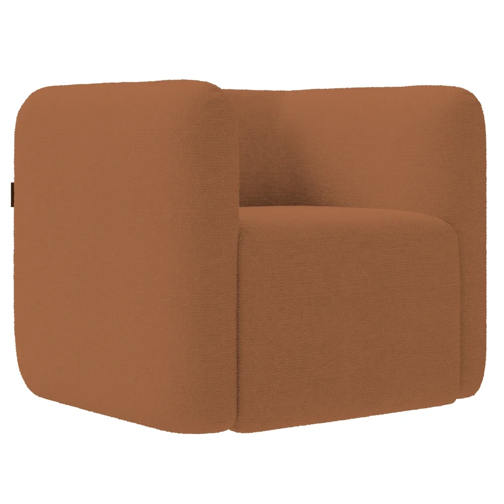 Poltrona para Sala de Estar Decorativa Quadrada Maggie Z08 Boucle Terracota - Mpozenato