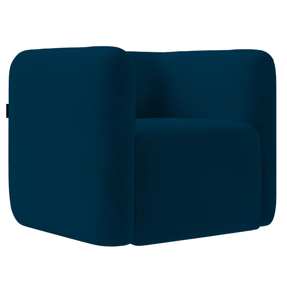 Poltrona para Sala de Estar Decorativa Quadrada Maggie Z08 Veludo Azul Marinho - Mpozenato