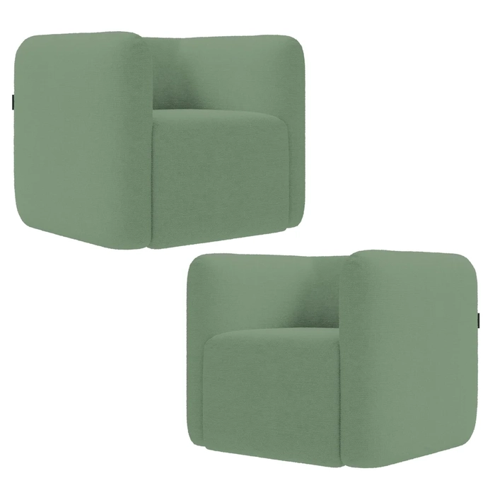 Poltrona para Sala de Estar Decorativa Kit com 2 Maggie Z08 Boucle Verde - Mpozenato