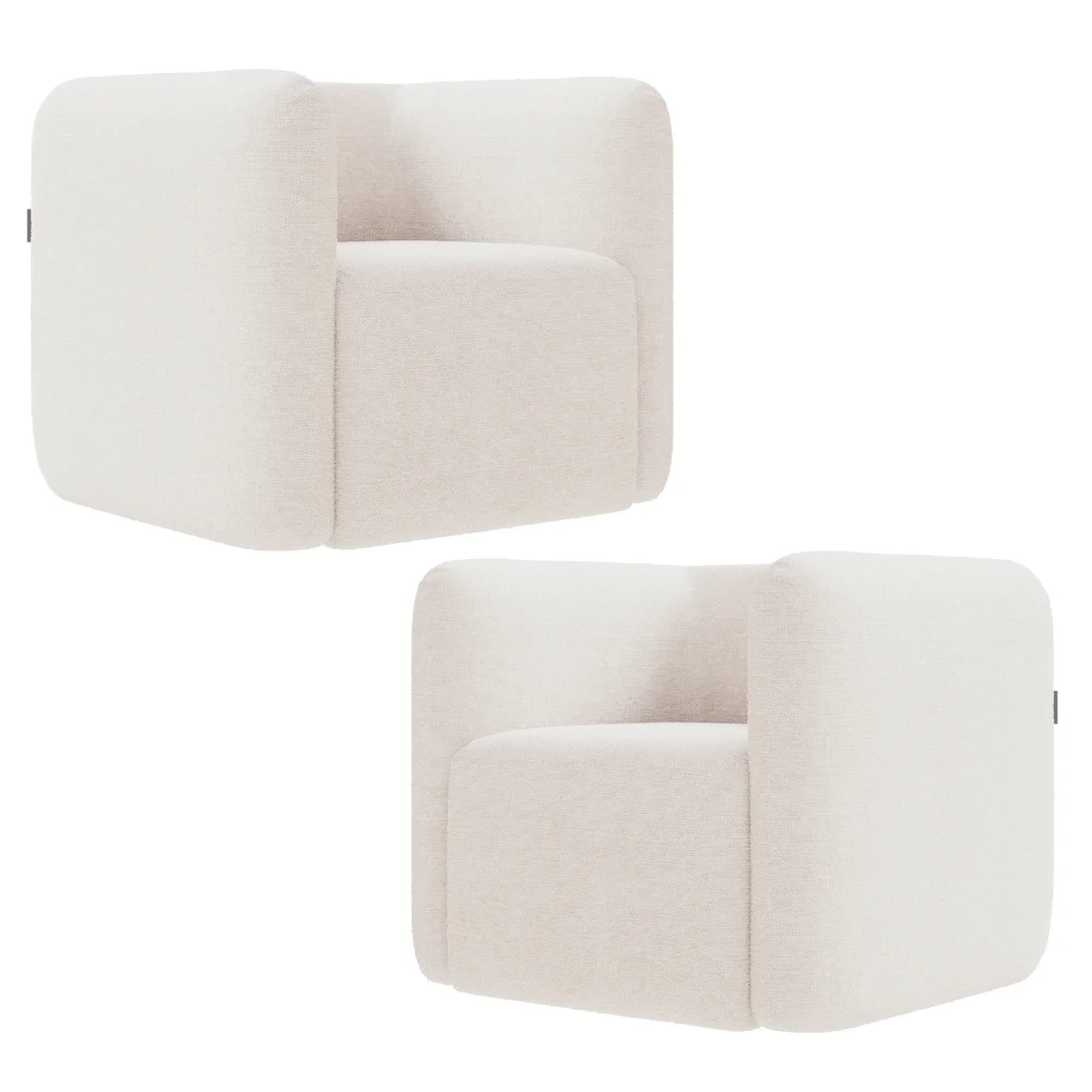 Poltrona para Sala de Estar Decorativa Kit com 2 Maggie Z08 Boucle Bege - Mpozenato