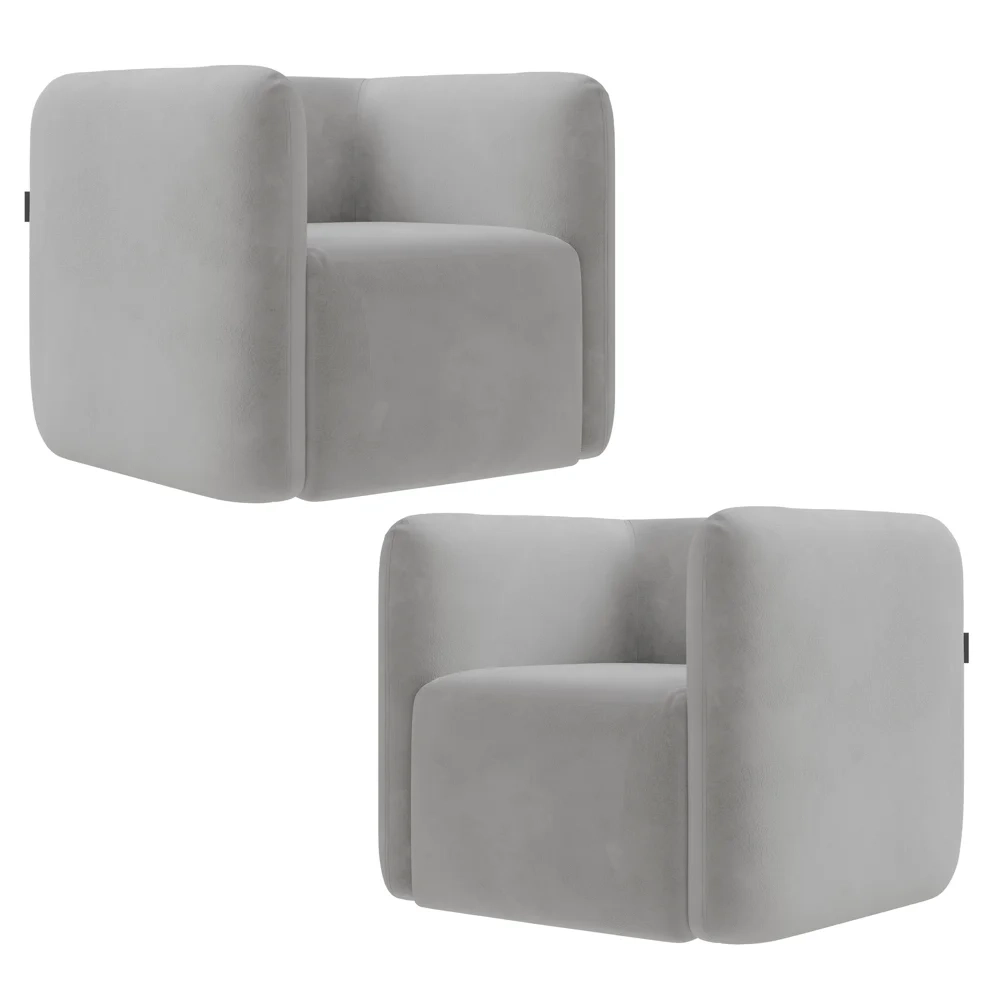 Poltrona para Sala de Estar Decorativa Kit com 2 Maggie Z08 Veludo Cinza - Mpozenato