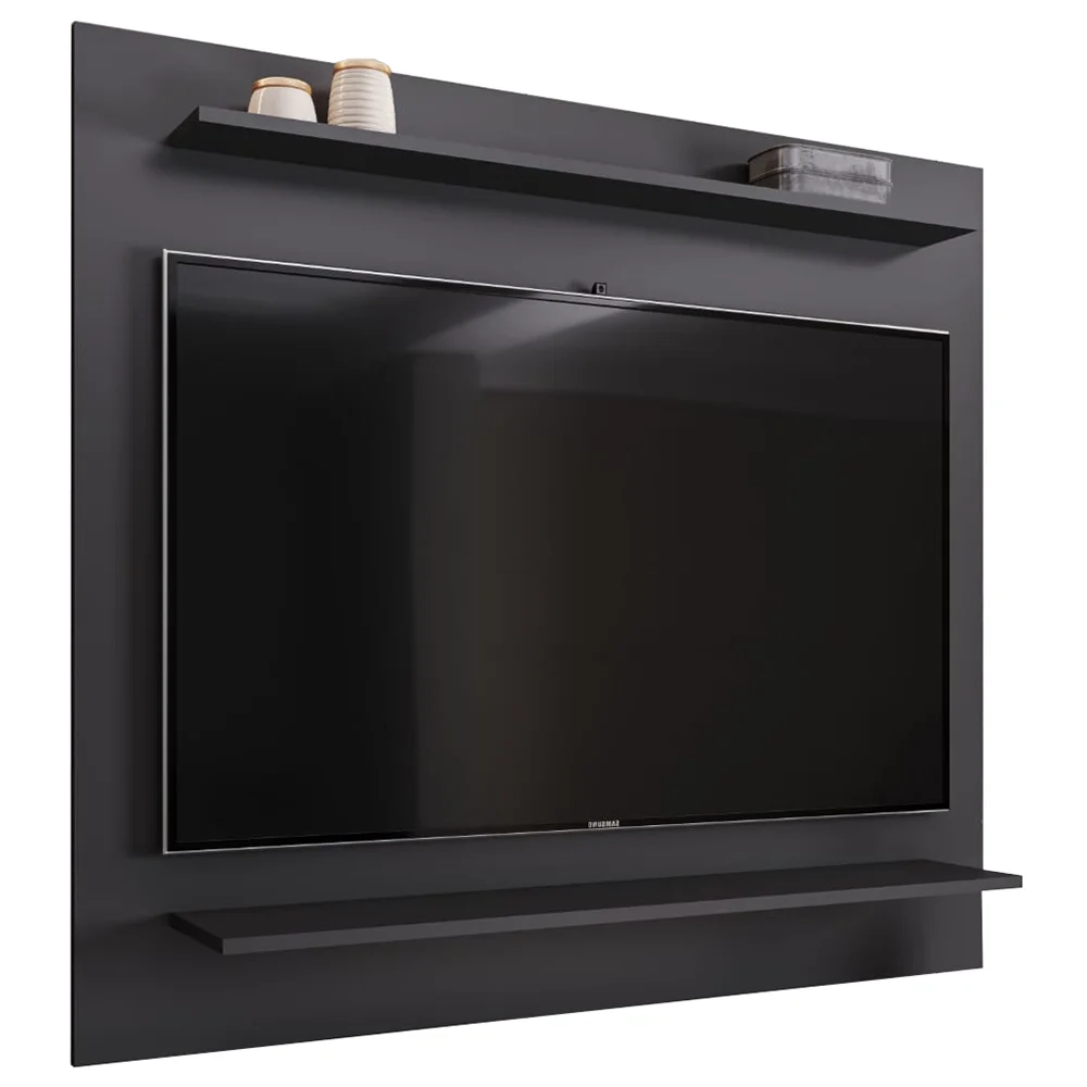 Painel para TV Suspenso 50 Pol 120cm 2 Prateleiras Versa Z34 Preto - Mpozenato