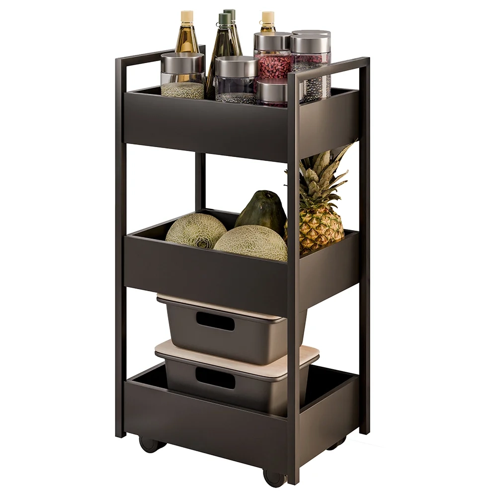Carrinho Organizador Fruteira 3 Prateleiras Industrial Liss Z34 Preto/Preto - Mpozenato