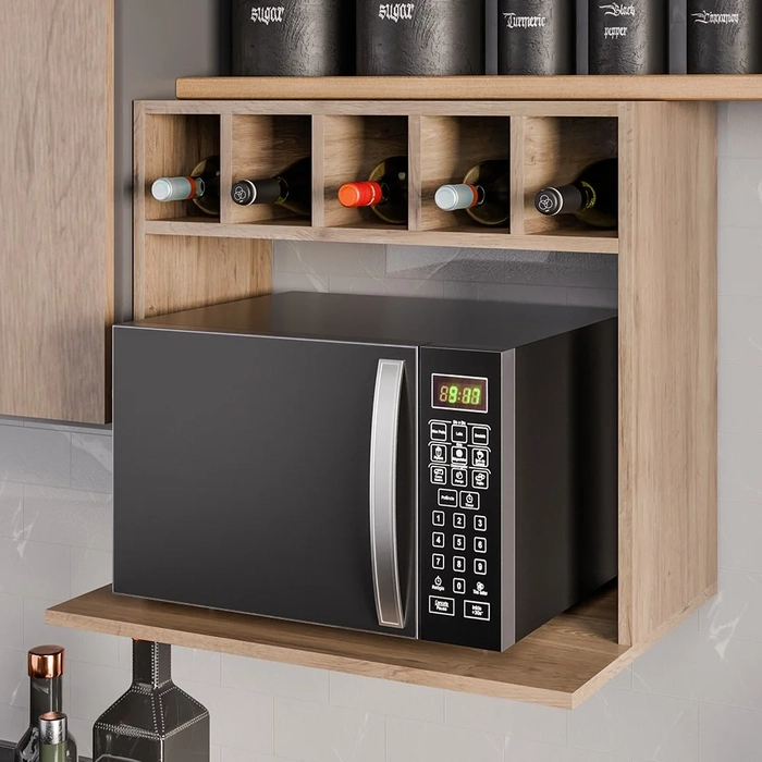 Suporte Micro-Ondas Forno Armário Aéreo com Adega 60cm Lótus Z34 Freijó - Mpozenato