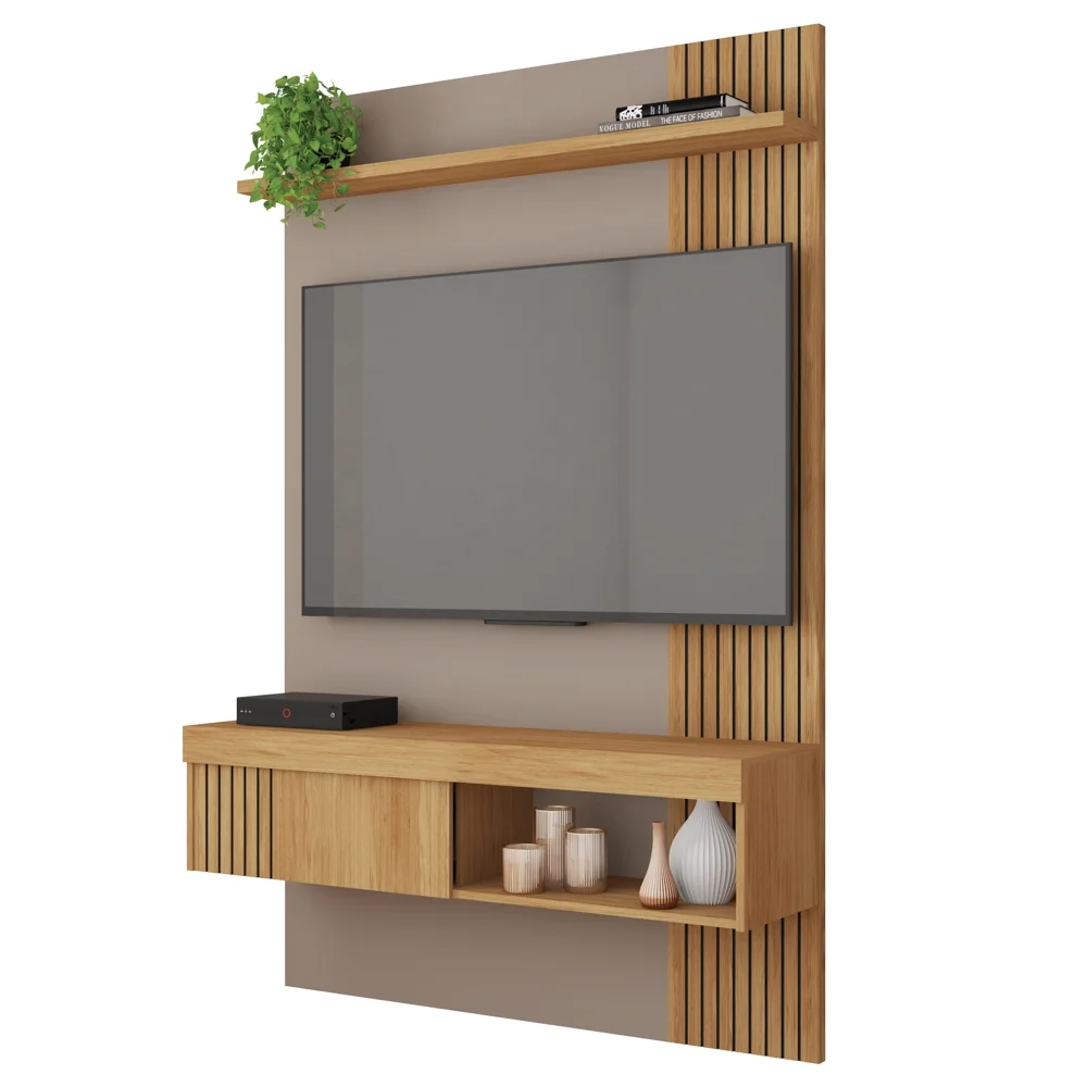 Painel para TV 45 Pol com Bancada Suspensa 120cm Jade Buriti/Fendi - Caemmun