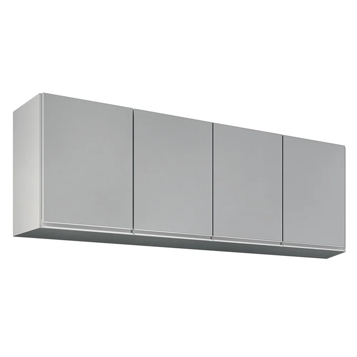 Armário de Cozinha Aéreo 160cm 4 Portas Nevada Cinza Claro - Lumil
