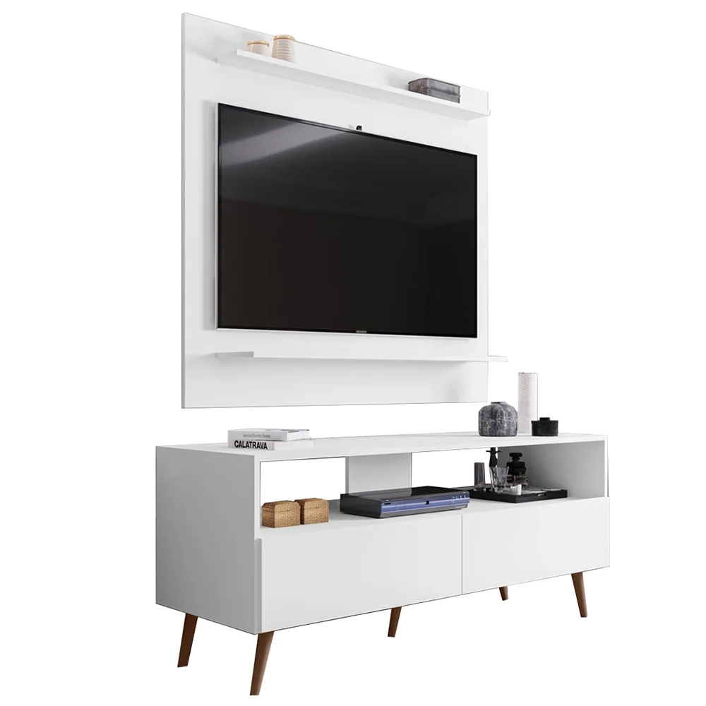 Painel para TV 50 Pol Senna e Rack Bancada 136cm Versa Z34 Branco - Mpozenato