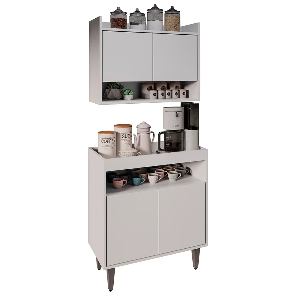 Armário Aéreo Ceci e Balcão Aparador Buffet Lice Z34 Branco - Mpozenato