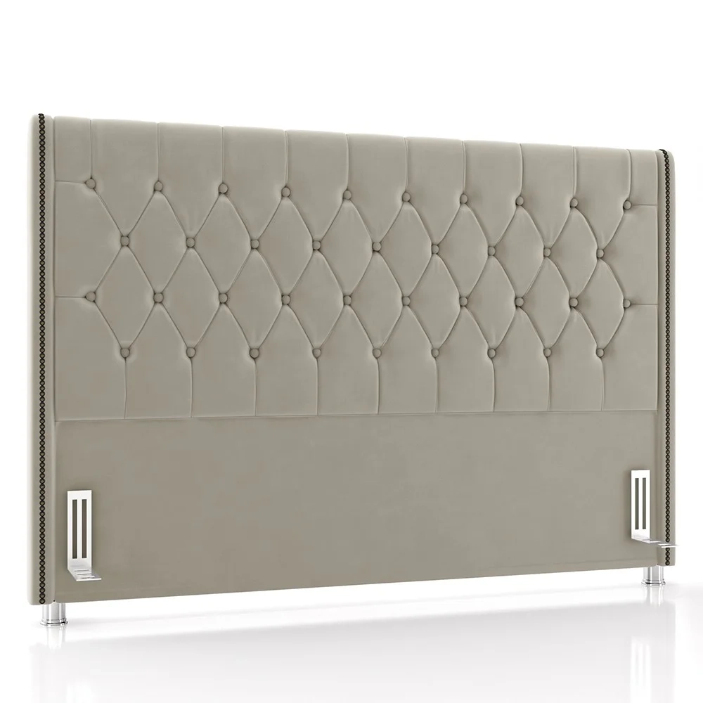 Cabeceira Cama Box Solteiro 90cm Florenza Z37 Veludo Bege - Mpozenato