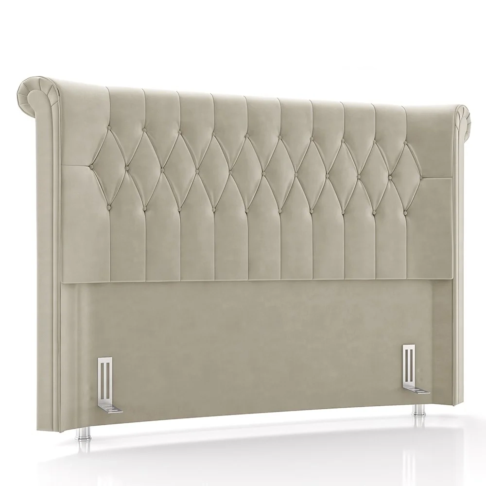 Cabeceira Cama Box Casal 140cm Dust Z37 Veludo Bege - Mpozenato