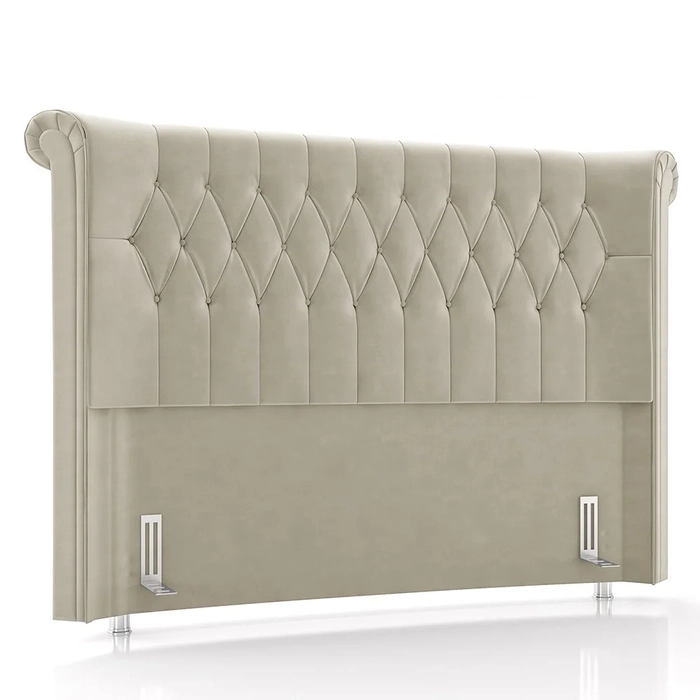 Cabeceira Cama Box Solteiro 98cm Dust Z37 Veludo Bege - Mpozenato