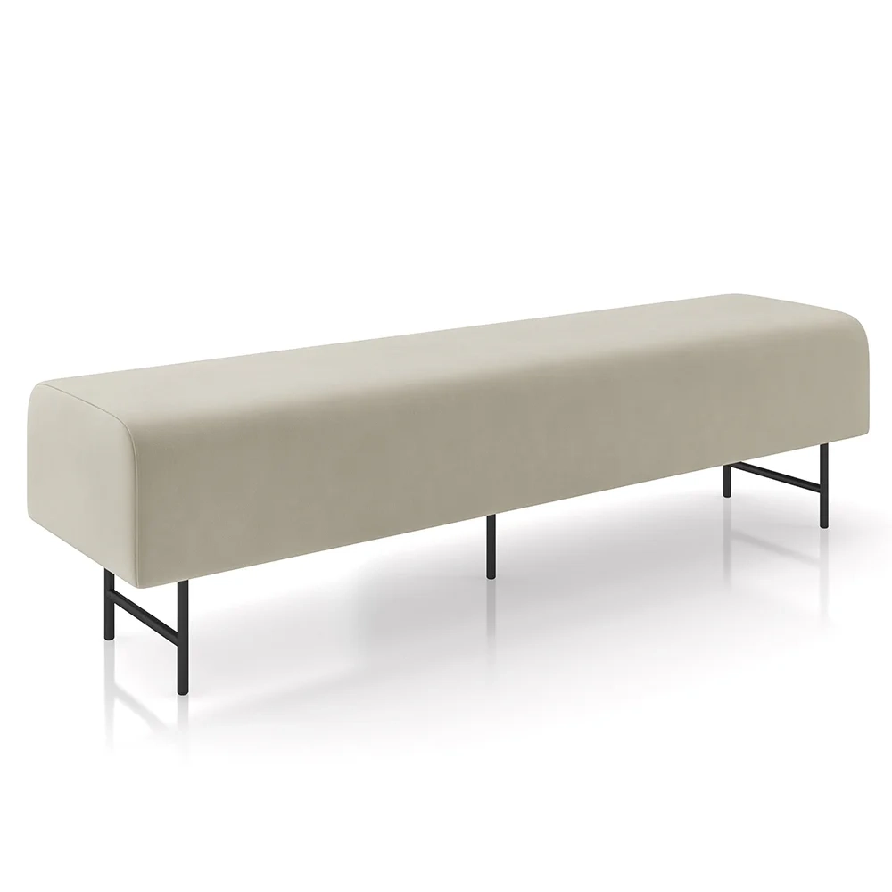 Puff Recamier Decorativo Pés em Ferro 160cm Dublin Z37 Veludo Bege - Mpozenato