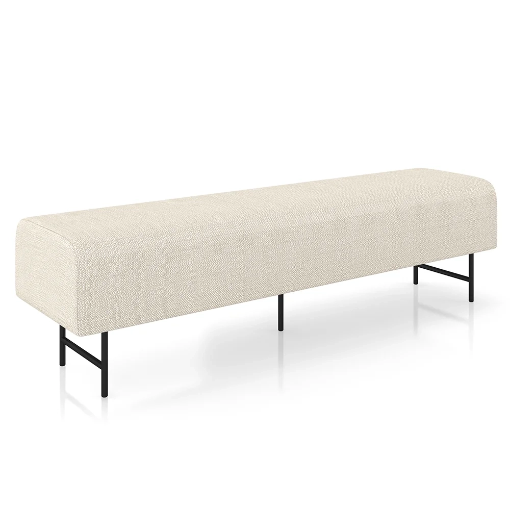 Puff Recamier Decorativo Pés em Ferro 160cm Dublin Z37 Linho Creme - Mpozenato