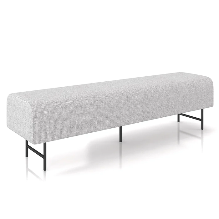 Puff Recamier Decorativo Pés em Ferro 195cm Dublin Z37 Linho Cinza Claro - Mpozenato