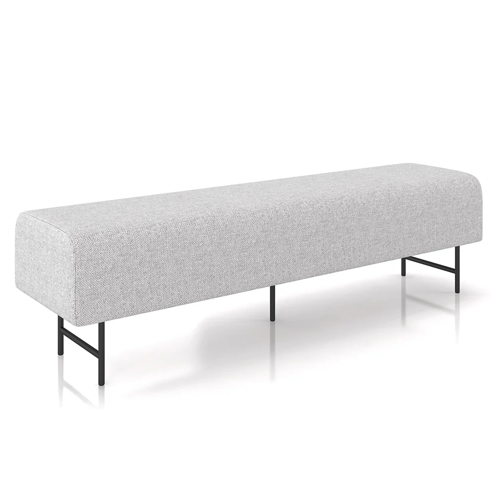 Puff Recamier Decorativo Pés em Ferro 160cm Dublin Z37 Linho Cinza Claro - Mpozenato