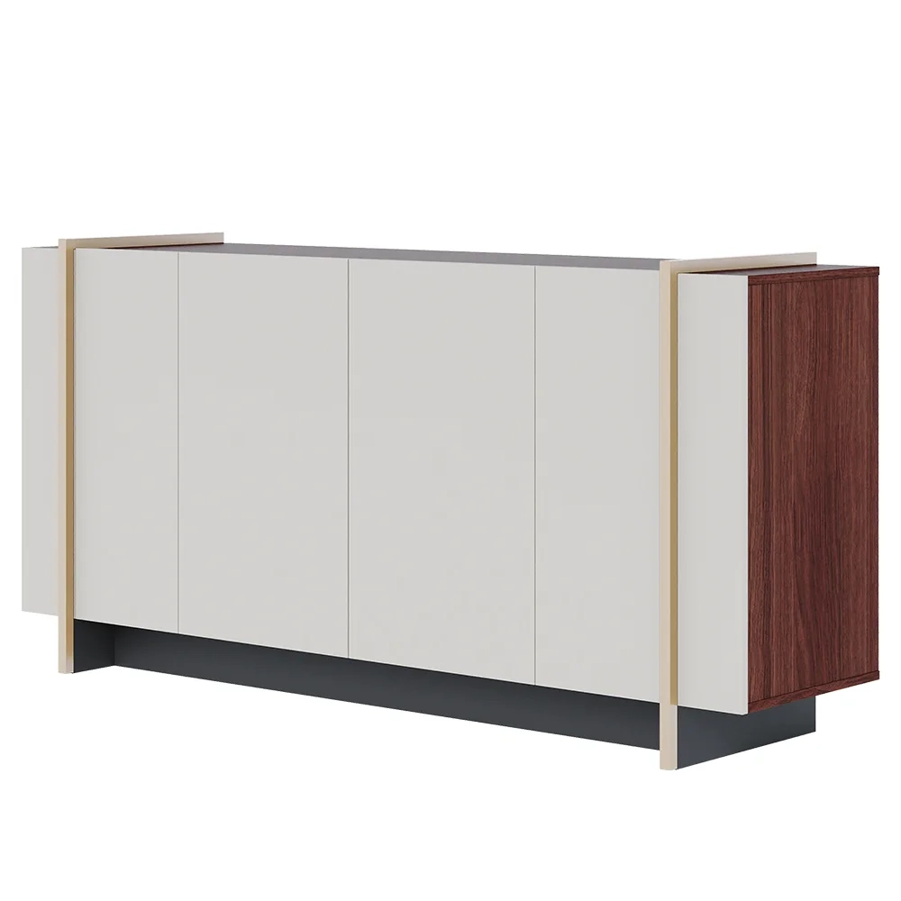 Balcão Aparador Buffet 4 Portas 160cm Copacabana Nogueira/Off/Dourado - Colibri