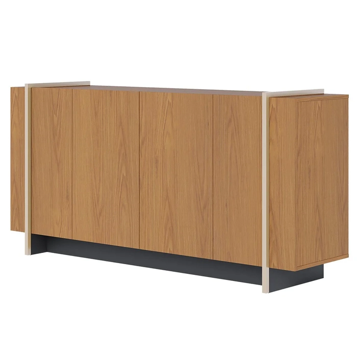 Balcão Aparador Buffet 4 Portas 160cm Copacabana Freijó/Dourado - Colibri