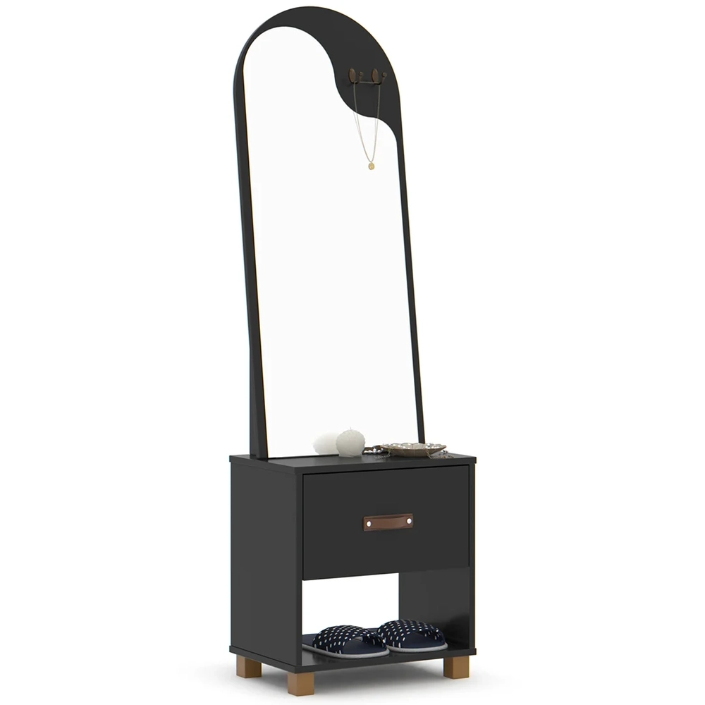 Toucador Penteadeira com Espelho 1 Gaveta Organic Preto - EJ Móveis
