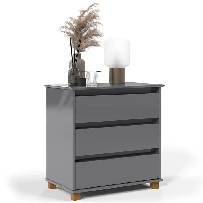 Cômoda para Quarto 3 Gavetas 68cm EJ Cinza - EJ Móveis