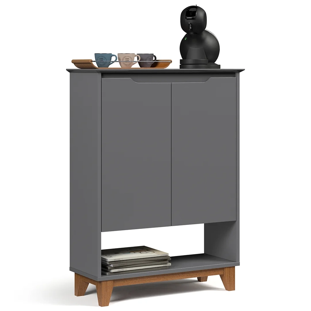 Aparador Cantinho do Café 2 Portas 68cm Hall Flow Cinza - EJ Móveis