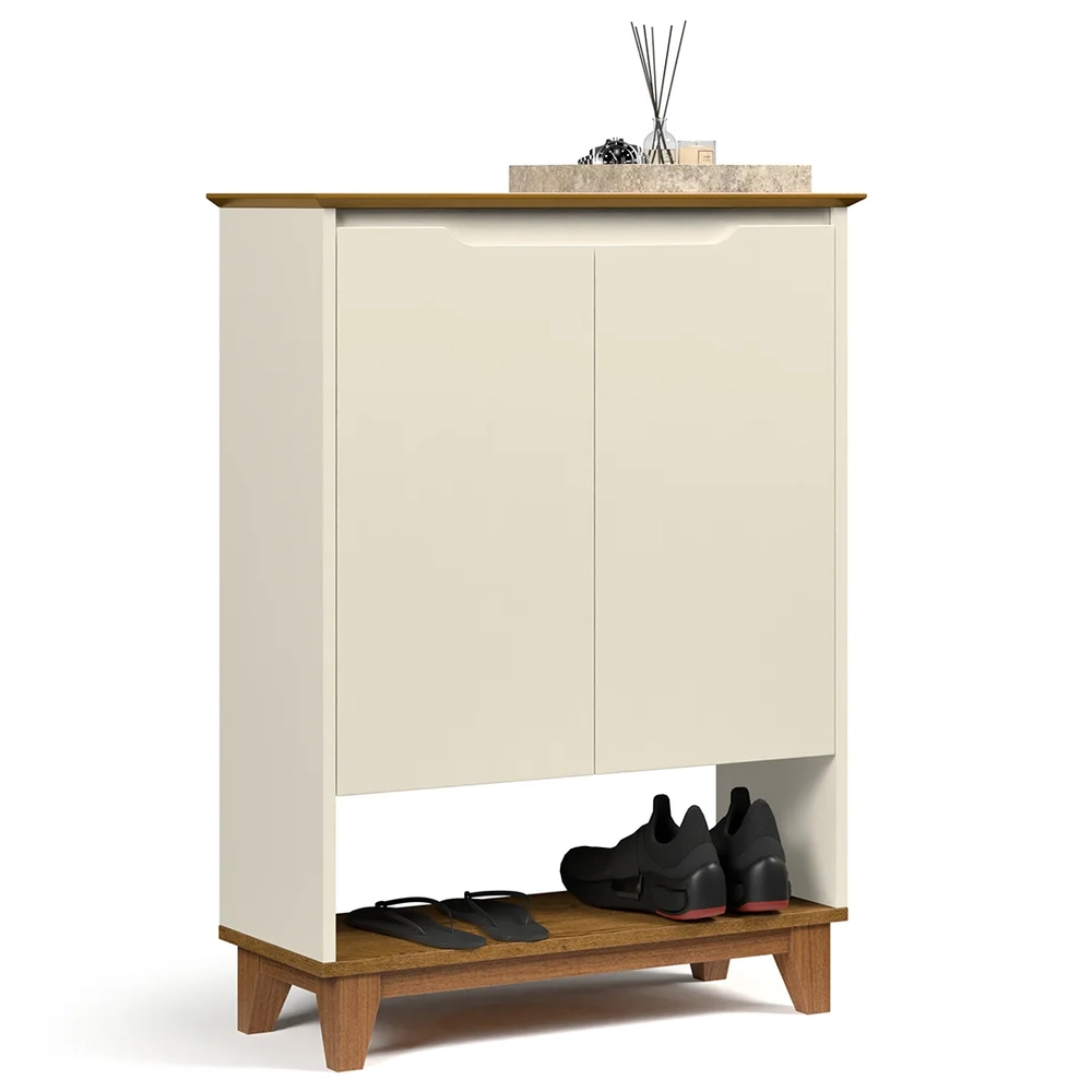 Sapateira para Hall de Entrada Quarto 68cm Flow Off/Freijó - EJ Móveis