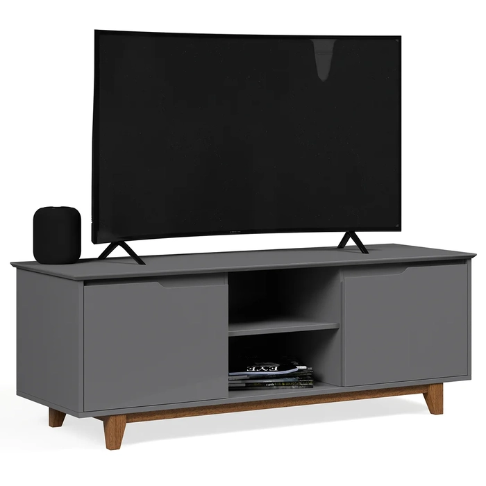 Rack para Sala Bancada de TV 55 Pol 139cm Flow Cinza - EJ Móveis