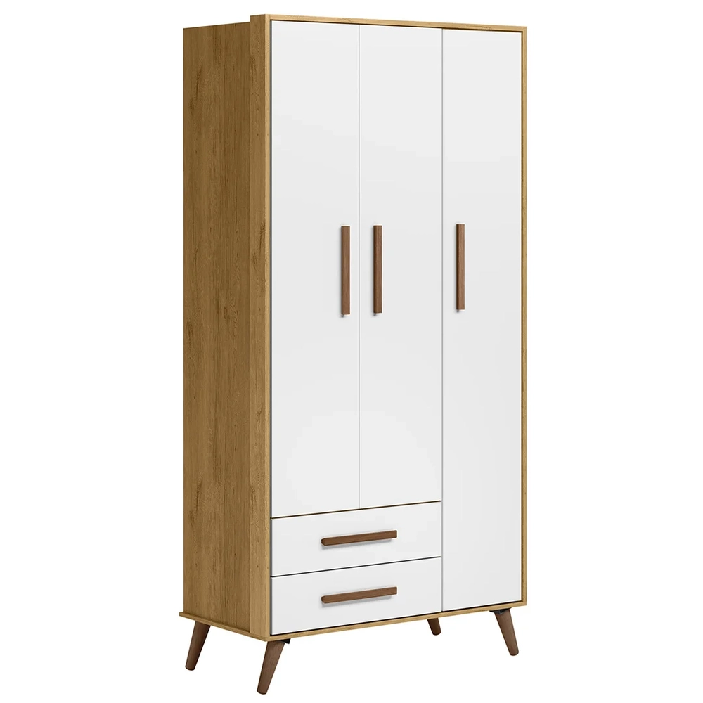 Guarda Roupa Infantil 3 Portas Retrô Q Encanto Freijó/Branco - Qmovi