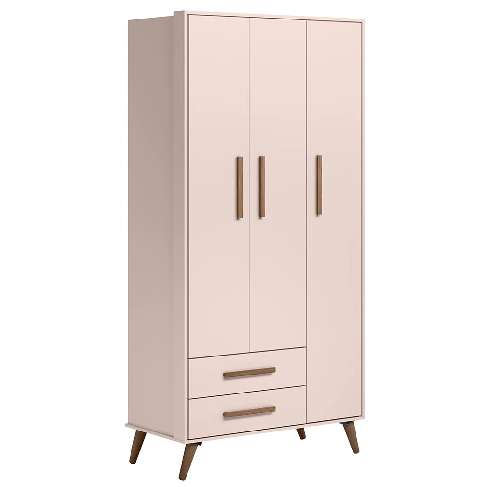Guarda Roupa Infantil 3 Portas Retrô Q Encanto Rosa - Qmovi