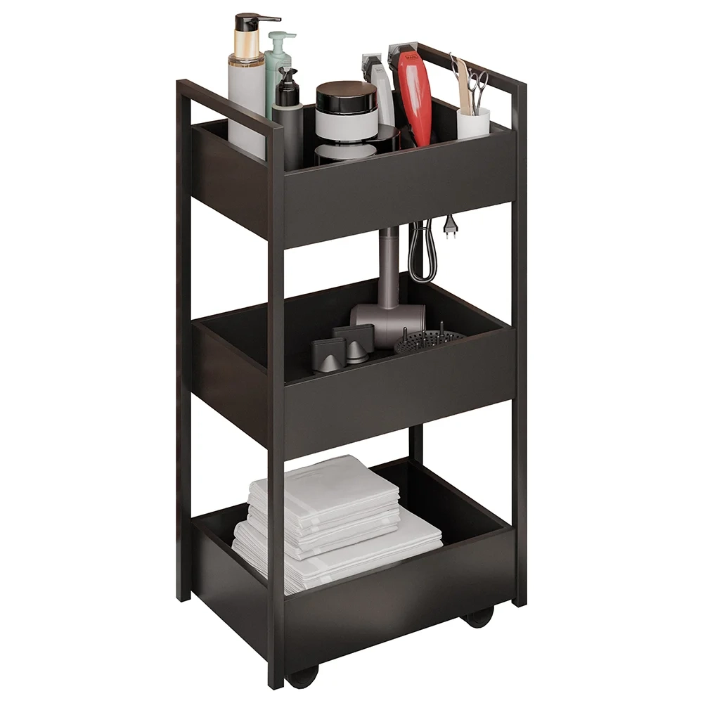 Carrinho Auxiliar para Salão de Beleza Industrial Liss Z34 Preto/Preto - Mpozenato