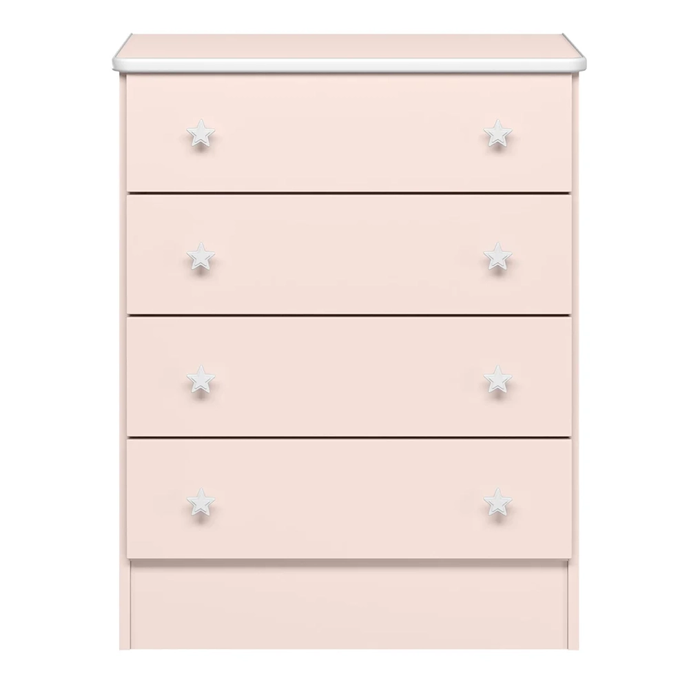 Cômoda Infantil com 4 Gavetas Doce Sonho Rosa - Qmovi