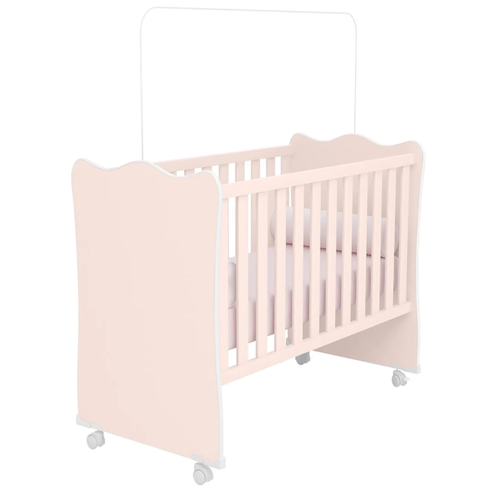 Berço Simples Para Colchão 130x60 Com Rodízios Doce Sonho Carvalho/Branco - Qmovi