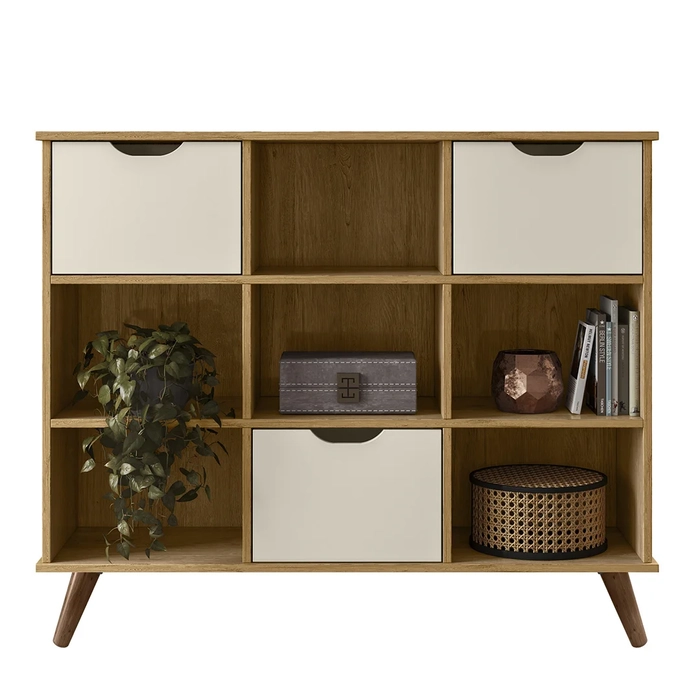 Nicho Organizador Retrô 3 Gavetas Freijó/Off White - Qmovi