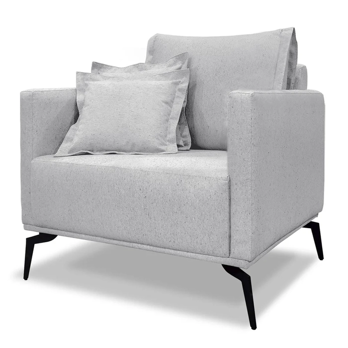 Poltrona para Sala Pés de Metal Vecchia S06 Linho Grigio - Mpozenato