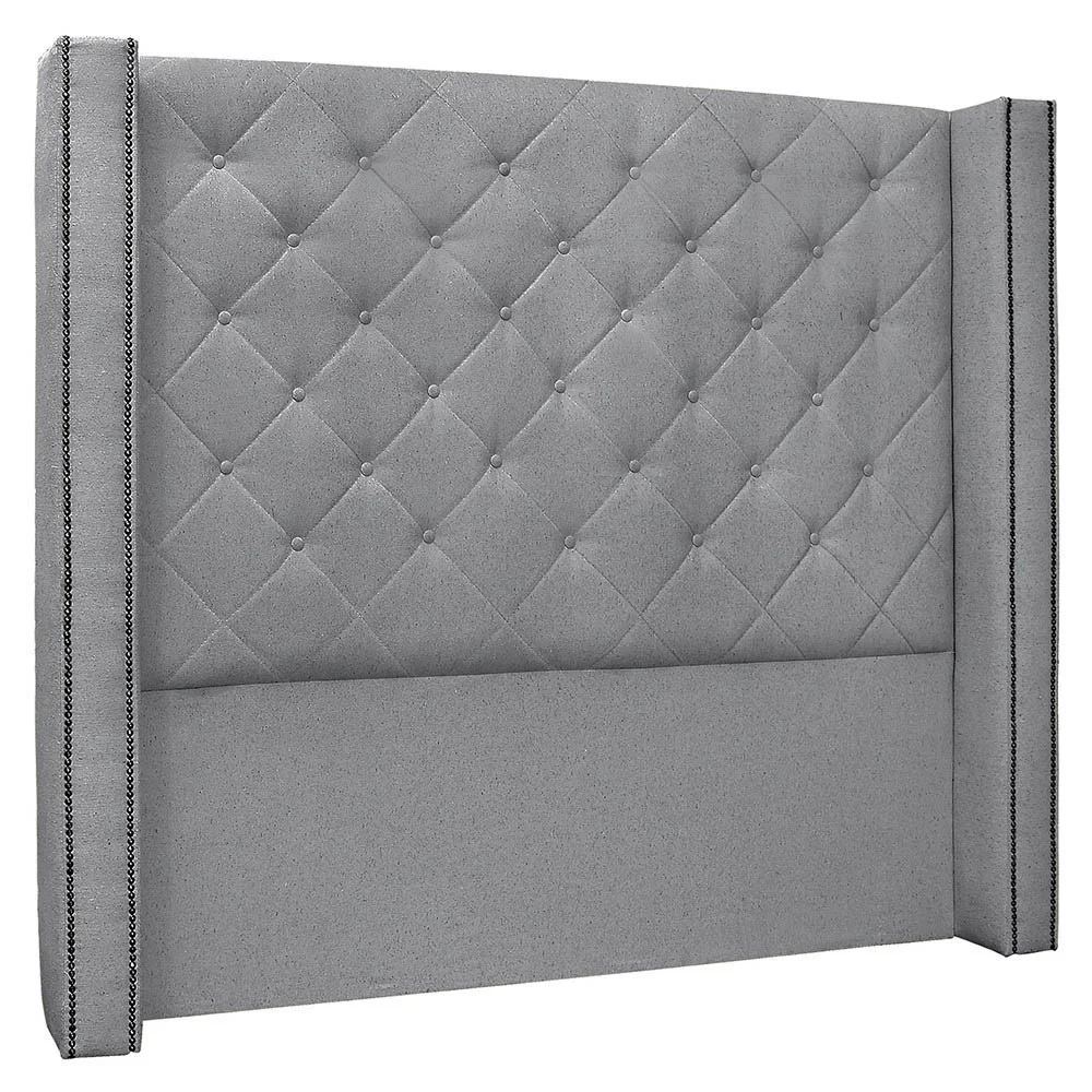 Cabeceira Solteiro Cama Box 90cm Louise S06 Linho Cinza - Mpozenato