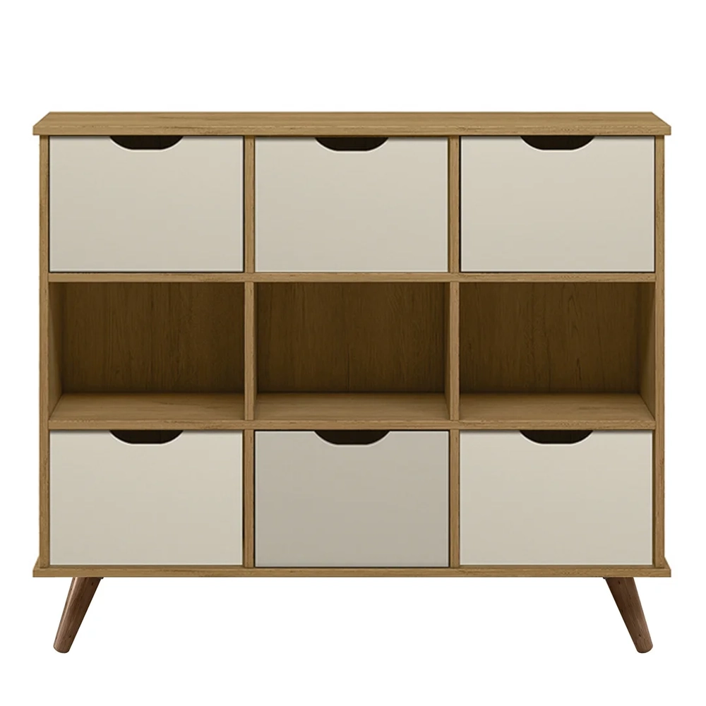 Nicho Organizador Retrô 6 Gavetas Freijó/Off White - Qmovi