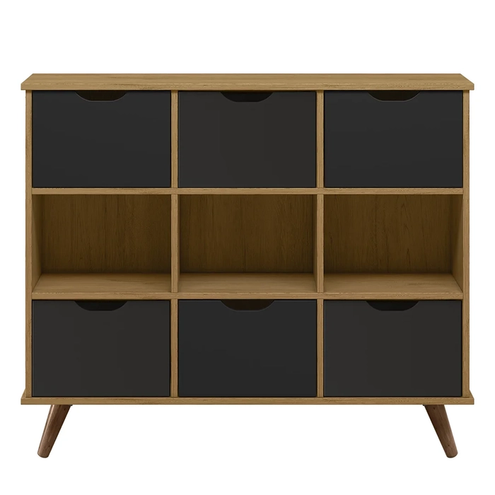 Nicho Organizador Retrô 6 Gavetas Freijó/Preto - Qmovi