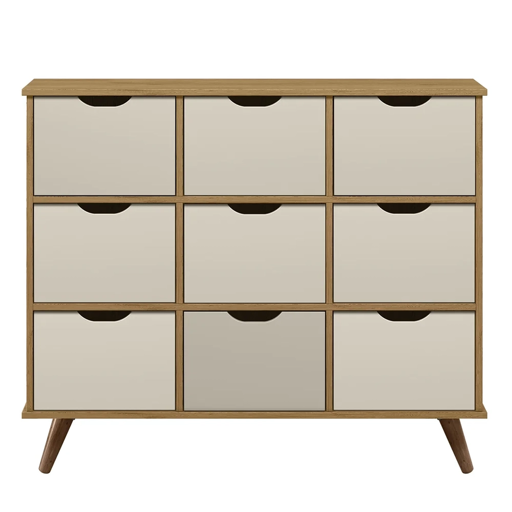 Nicho Organizador Retrô 9 Gavetas Freijó/Off White - Qmovi